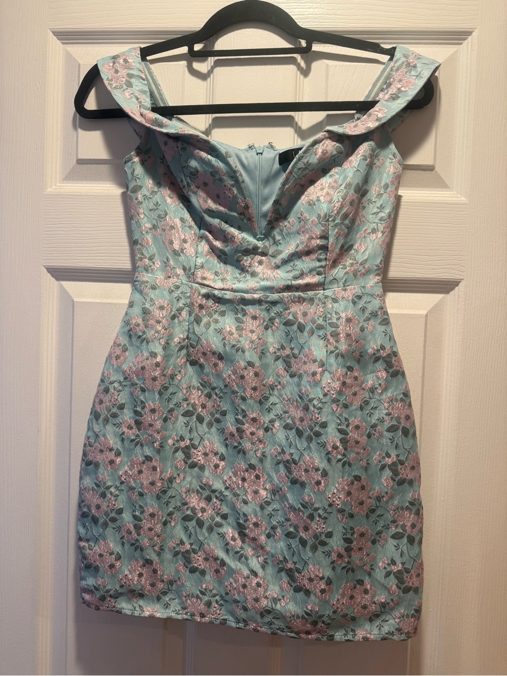 Lulu's Mint Green Floral Off-Shoulder Mini Dress
